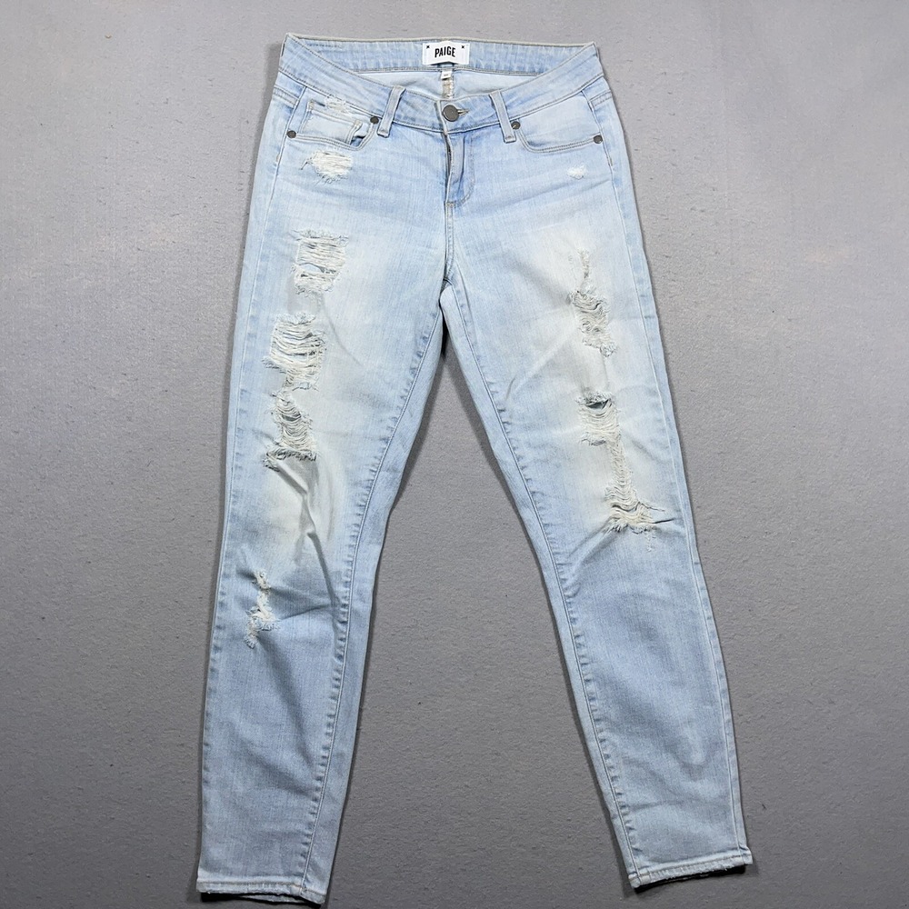Paige Verdugo Crop Jeans Women Size 26 Mid Rise Skinny Light Wash Distressed Y2K